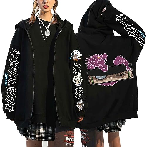 One Piece Roronoa Zoro Luffy Anime Jacke Mit Kapuze Fleece Sweatshirt Zip up Warm Anime Cosplay Kapuzenpullover,033F,M1 von Ubeisy