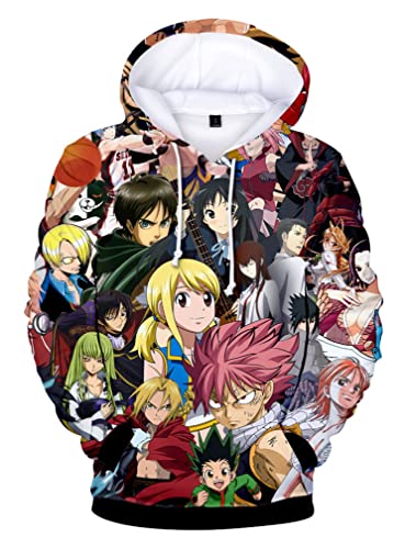 Ubeisy 3D Digitaldruck Printed Jungen Anime Natsu Pullover Freizeit Hoodie Lucy Cosplay Kapuzenpullover,0917,XL von Ubeisy