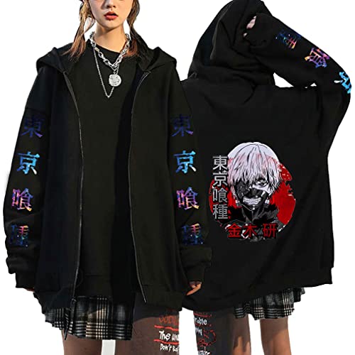 Ubeisy Anime Hoodie Merch Ken Kaneki Zip up Kapuzenpullover Anime Cosplay Herbst Winter Hoodies für Herren Damen,003E,M1 von Ubeisy