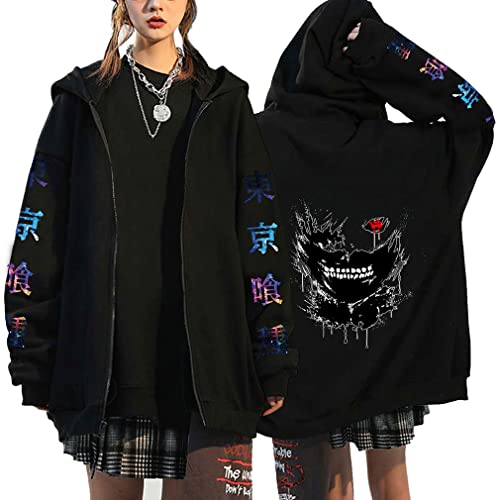 Ubeisy Anime Hoodie Merch Ken Kaneki Zip up Kapuzenpullover Anime Cosplay Herbst Winter Hoodies für Herren Damen,003I,L1 von Ubeisy