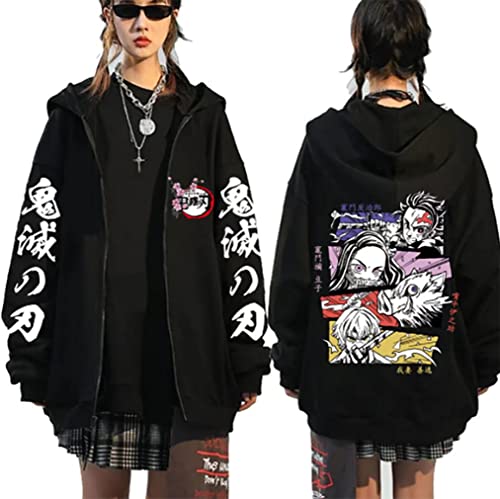 Ubeisy Anime Jacke Japanische Anime Cosplay Zip-up Kleidung Fashion Casual Tanjirou Nezuko Cosplay Sweatjacke Mit Kapuze,001A,XXL1 von Ubeisy