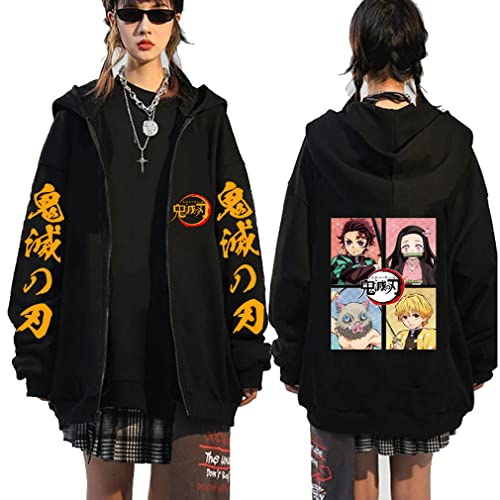 Ubeisy Anime Jacke Japanische Anime Cosplay Zip-up Kleidung Fashion Casual Tanjirou Nezuko Cosplay Sweatjacke Mit Kapuze,001B,L1 von Ubeisy