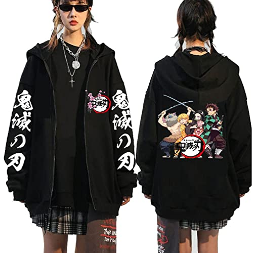 Ubeisy Anime Jacke Japanische Anime Cosplay Zip-up Kleidung Fashion Casual Tanjirou Nezuko Cosplay Sweatjacke Mit Kapuze,001C,M1 von Ubeisy