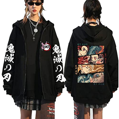 Ubeisy Anime Jacke Japanische Anime Cosplay Zip-up Kleidung Fashion Casual Tanjirou Nezuko Cosplay Sweatjacke Mit Kapuze,001D,L1 von Ubeisy