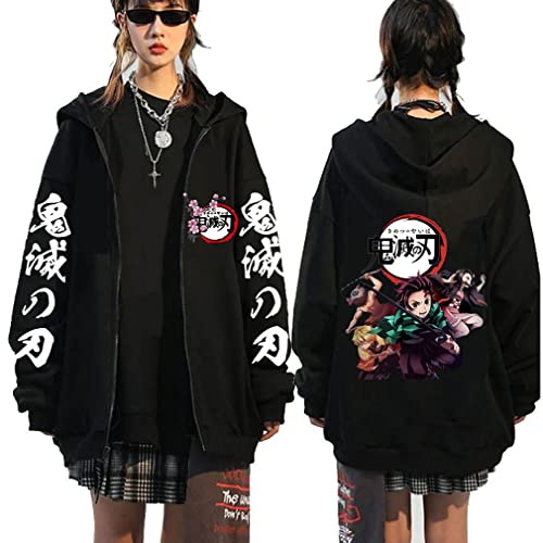 Ubeisy Anime Jacke Japanische Anime Cosplay Zip-up Kleidung Fashion Casual Tanjirou Nezuko Cosplay Sweatjacke Mit Kapuze,001E,XXL1 von Ubeisy