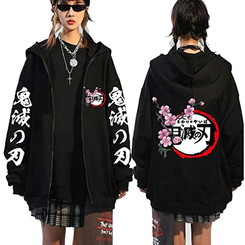 Ubeisy Anime Jacke Japanische Anime Cosplay Zip-up Kleidung Fashion Casual Tanjirou Nezuko Cosplay Sweatjacke Mit Kapuze,001F,M1 von Ubeisy