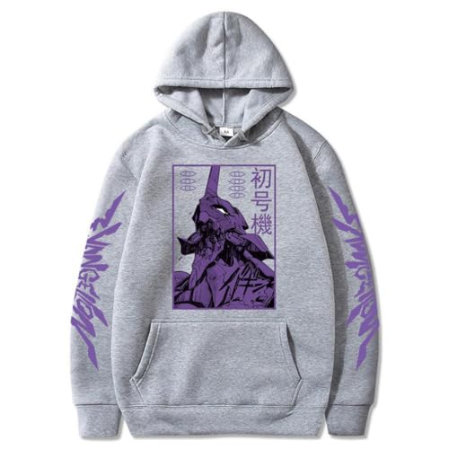 Ubeisy Anime Neon Genesis Fashion Hoodie Langarm Ikari Shinji Ayanami Rei Cosplay Sweatshirt mit Kängurutasche,005grey-XL von Ubeisy