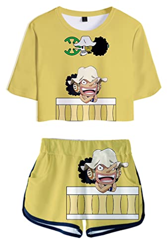 Ubeisy Anime One Piece Anzug Luffy Chopper T-shirt und Shorts Zweiteiler bauchfrei Sporttops kurze Hose für Damen,14380,XS1 von Ubeisy