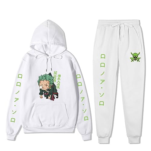 Ubeisy Anime One Piece Luffy Trainingsanzug Herren Set Anzüge Sweatshirt Hosen Zwei stück Jogging Anzug Set,003white,3XL1 von Ubeisy