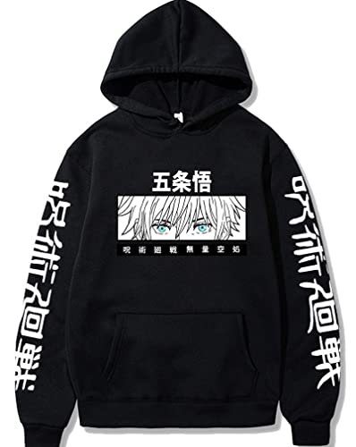 Ubeisy Gojo Satoru Hoodie Herren Anime Gojo Satoru Harajuku Kapuzenpullover mit Tasche,007black,XXL von Ubeisy