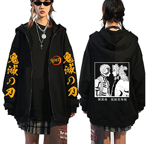 Ubeisy Herren Anime Anime Hoodie mit Nezuko Tanjiro Giyuu Aufdruck Kimetsu no Yaiba Zip-up Jacke,005C,XL von Ubeisy