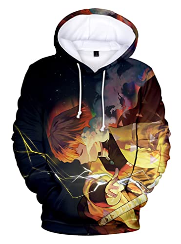 Ubeisy Herren Anime Kapuzenpullover Kimetsu no Yaiba Zenitsu 3D Druck Langarm Hoodie Tanjiro Sweatshirt mit Taschen Cosplay Kostüm,11063,L1 von Ubeisy