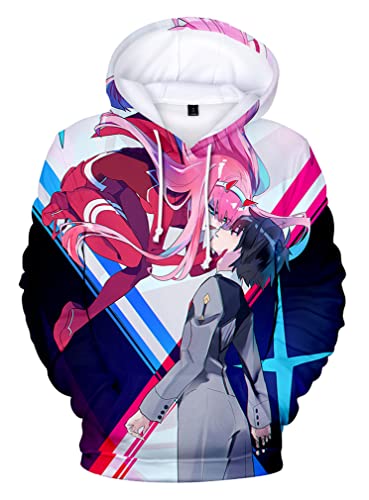 Ubeisy Herren Darling in The Franxx Hoodies Zero Two Cosplay Kostüm Anime Print Pullover Casual Langarm Sweatshirts Für Männer,0479,XL von Ubeisy