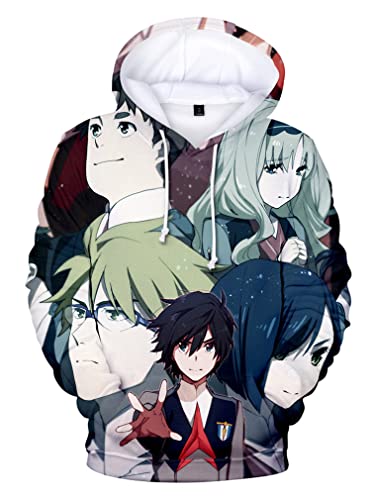 Ubeisy Herren Darling in The Franxx Hoodies Zero Two Cosplay Kostüm Anime Print Pullover Casual Langarm Sweatshirts Für Männer,0480,L1 von Ubeisy