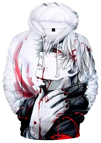 Ubeisy Herren Japanischer Anime Ken Kaneki 3D neu Grafik Druck Pullover Sportswear Sweatshirt Langarm Hoodies,2680,XXL1 von Ubeisy