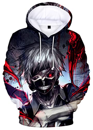 Ubeisy Herren Japanischer Anime Ken Kaneki 3D neu Grafik Druck Pullover Sportswear Sweatshirt Langarm Hoodies,2681,M1 von Ubeisy