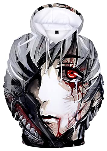 Ubeisy Herren Japanischer Anime Ken Kaneki 3D neu Grafik Druck Pullover Sportswear Sweatshirt Langarm Hoodies,2689,XXL von Ubeisy