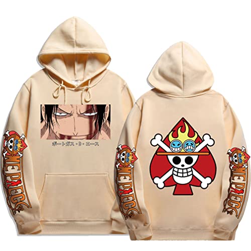 Ubeisy Herren ONE Piece Hoodie mit Luffy Ace Cosplay Aufdruck janpanische Piraterie Anime Kapuzenpullover,095MB,L1 von Ubeisy