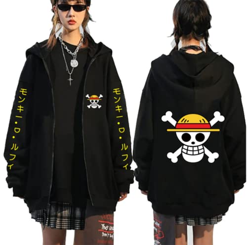 Ubeisy One Piece Hoodie Merch Zoro Luffy Zip up Kapuzenpullover Anime Cosplay Herbst Winter Hoodies für Jungen,003A,L1 von Ubeisy