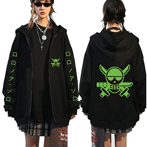 Ubeisy One Piece Hoodie Merch Zoro Luffy Zip up Kapuzenpullover Anime Cosplay Herbst Winter Hoodies für Jungen,003C,L1 von Ubeisy