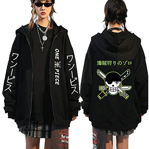 Ubeisy One Piece Hoodie Merch Zoro Luffy Zip up Kapuzenpullover Anime Cosplay Herbst Winter Hoodies für Jungen,003D,3XL1 von Ubeisy