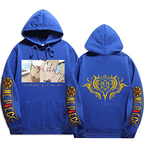 Ubeisy One Piece Hoodie mit Skull Logo Pirat Herren Anime Kapuzenpullover von Luffy Nami Zoro Druck Figur Hoodie,094blue,4XL1 von Ubeisy