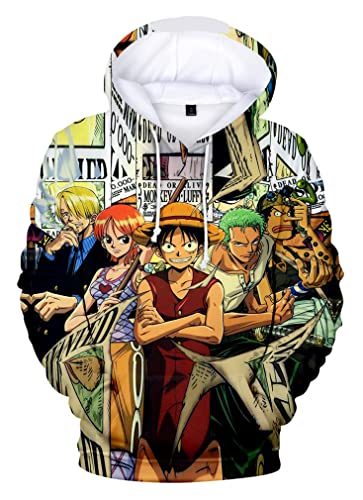 Ubeisy One Piece Jungen Kapuzenpullover mit japanischer Anime Luffy 3D Druck Trendy Casual Fashion Hoodies,5691-S1 von Ubeisy