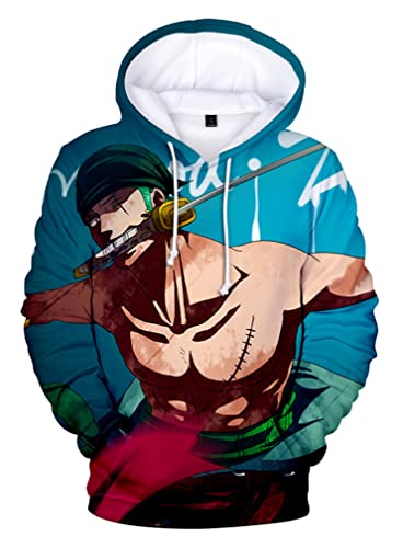 Ubeisy One Piece Jungen Kapuzenpullover mit japanischer Anime Luffy 3D Druck Trendy Casual Fashion Hoodies,5694-S1 von Ubeisy