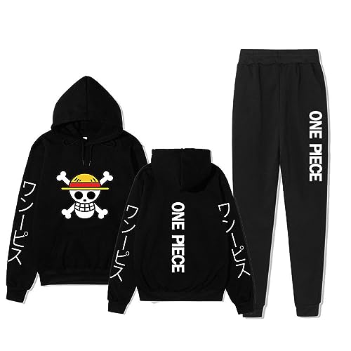 Ubeisy One Piece Luffy Zoro Herbst Hoodies Jungen Anzüge Fashion Mode Lässig Hoodie Hosen Japanische Anime Lose Kinder Kleidung,004black,S1 von Ubeisy