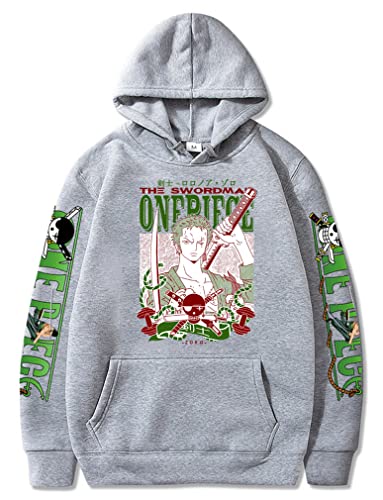 Ubeisy Symish Anime Pullover One Piece Cartoon Druck Luffy Zoro Ace Chopper Coole Sweatshirt Kinder Bequemes Fantasie Hoodie,005grey,S1 von Ubeisy