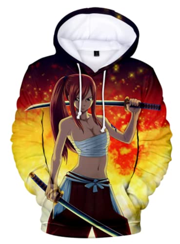 Unisex Kapuzenpullover 3D Druck Anime Hoodie Trendiges Pullover mit Manga Figur Natsu Lucy Erza für Herren und Damen,15192,XXL1 von Ubeisy