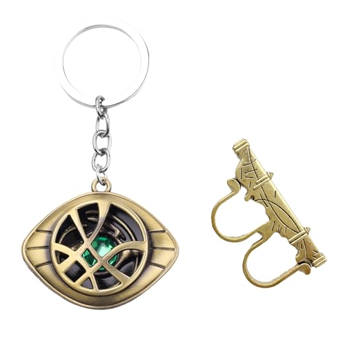 Ubephant Doctor Strange Eye of Agamotto Schlüsselanhänger, Doctor Strange Ring, Doctor Strange Keychain 2 pcs Keychain Ring für Fans Freizeitkleidung Oder Alltagskleidung von Ubephant