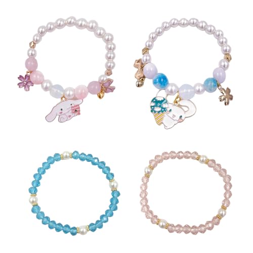Ubephant Anime Armbänder, 4Pcs Anime Armband Mädchen, Anime Bracelets Cartoon Girl Armband Crystal Bead Armbänder Anime Matching Bracelets für Mädchen Geschenk von Ubephant
