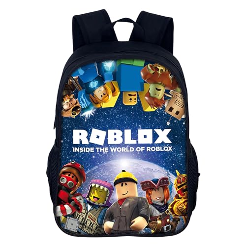 Ubephant Roblox Rucksack, Roblox Kinderrucksäcke, Rucksack Kind Roblox Blau Cartoon Rucksäcke Rucksack Roblox Geschenk für Mädchen und Jungen von Ubephant