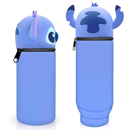 Ubephant Stitch SchlampermäPpchen, Lilo Und Stitch FedermäPpchen, Stitch Silikon FedermäPpchen, Multifunktionales Wasserdichtes Mäppchen, Federtasche FüR Schreibwaren Unisex GroßE KapazitäT MäPpchen von Ubephant