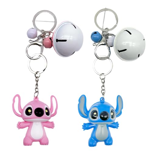 Ubephant Stitch Schlüsselanhänger, Stitch Anhänger, Stitch Figuren Schlüsselring, 2 Teiliges Set Cartoon Schlüsselbund Karikatur Cartoon Anime Kinder Schlüsselanhänger Tasche Anhänger Zubehör von Ubephant