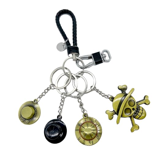 Ubephant one piece schlüsselanhänger, one piece keychain, one piece anime schlüsselanhänger, one piece 6 stück strohhut anime schlüsselbund, Strohhut Ruffy und Totenschädel Schlüsselanhänger von Ubephant