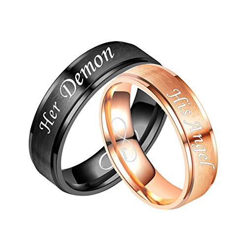 Ubestlove Verlobungsring Mit Gravur Her Demon und His Angel Partnerringe Unendlichkeit Edelstahlring Rose Gold 49 54 von Ubestlove