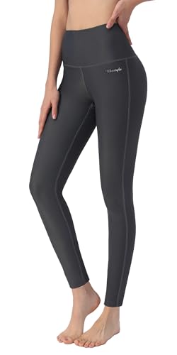 Ubestyle Damen-Badehose mit LSF 50+, hohe Taille, Schwimm-Leggings, Rashguard-Hose, Sonnenschutz, Grau, M von Ubestyle