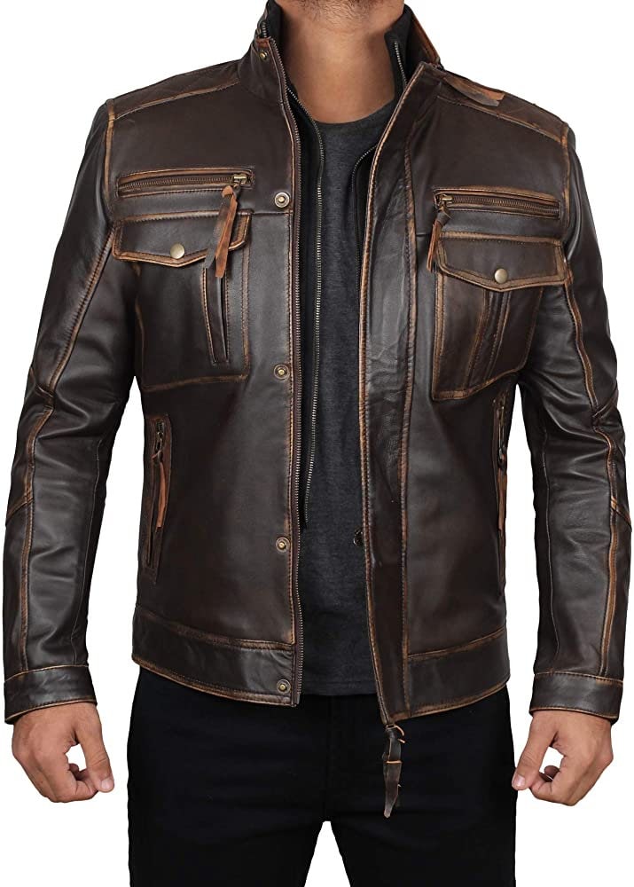 Herren Biker Lederjacke, Handgefertigte Braune Lederjacke Motorrad | Hochwertige Stilvolle Jacke/Party Wear von Ubnlimit