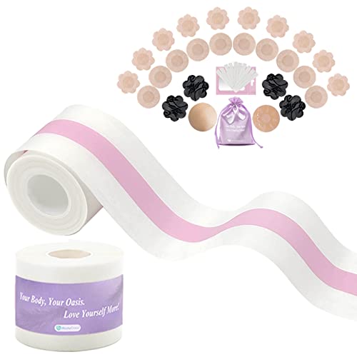 UbodyOasis Boob Tape Set - Boobytape for Breast Lift and Nipple Covers for Women - Instant Lifting Boobytape for Breast Lift Plus Size and Good Lines Boobytape - Clear - 5cm von UbodyOasis