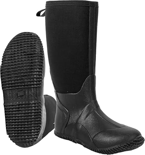 Ubon Herren Hohe Gummistiefel Wasserdicht Neopren Regenschuhe Atmungsaktiv Bequem Widerstandsfähig Jagdstiefel Outdoor Arbeit Angeln Gartenarbeit Abenteuer Schwarz 48 von Ubon