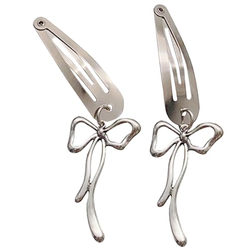 Ubxvamm Haarspange mit metallischem Schleifen-Anhänger, elegante Haarnadel, Entenschnabel-Clip, seitliche Haarspangen für Damen, seitlicher Pony, Haarstyling-Clip von Ubxvamm