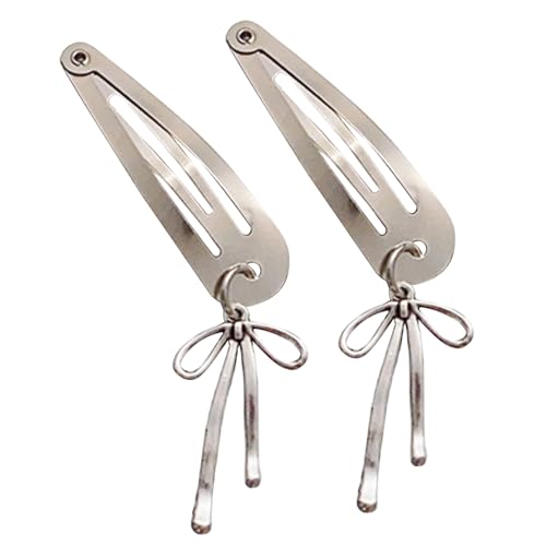 Ubxvamm Haarspange mit metallischem Schleifen-Anhänger, elegante Haarnadel, Entenschnabel-Clip, seitliche Haarspangen für Damen, seitlicher Pony, Haarstyling-Clip von Ubxvamm