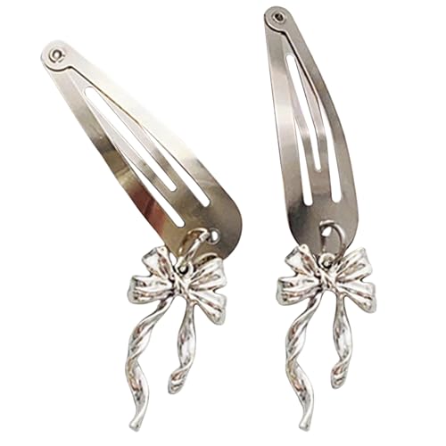 Ubxvamm Haarspange mit metallischem Schleifen-Anhänger, elegante Haarnadel, Entenschnabel-Clip, seitliche Haarspangen für Damen, seitlicher Pony, Haarstyling-Clip von Ubxvamm