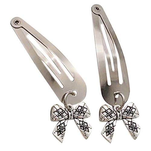 Ubxvamm Haarspange mit metallischem Schleifen-Anhänger, elegante Haarnadel, Entenschnabel-Clip, seitliche Haarspangen für Damen, seitlicher Pony, Haarstyling-Clip von Ubxvamm