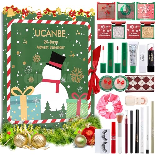 UCANBE Adventskalender Makeup 2025 Beauty, 24 Tage Make Up Adventskalender, Entdecken Sie jeden Tag neue Beauty-Erlebnisse, Weihnachts-Countdown-Kalender Geschenksets für Frauen Damen von Ucanbe