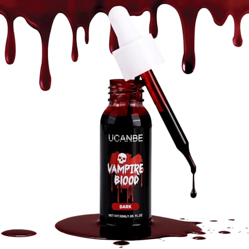 UCANBE Halloween Kunstblut Realistische 30ml - Fake Blood Abwaschbar Blutstropfen für Karneval Theater Unfug Zombie Vampir Clown Monster Cosplay Spezialeffekte Make Up (Dark) von Ucanbe