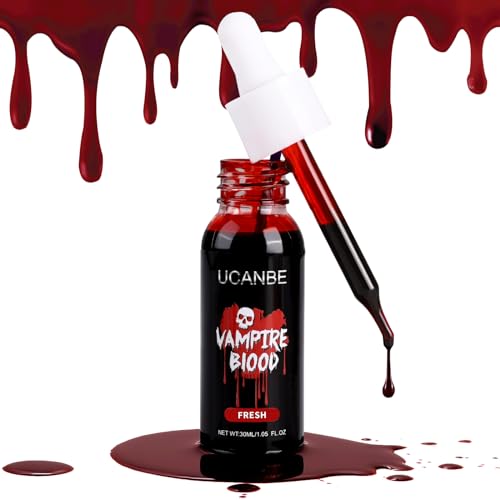 UCANBE Halloween Kunstblut Realistische 30ml - Fake Blood Abwaschbar Blutstropfen für Karneval Theater Unfug Zombie Vampir Clown Monster Cosplay Spezialeffekte Make Up (Fresh) von Ucanbe