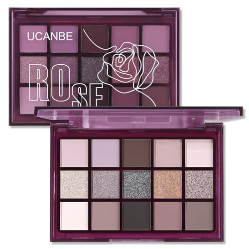 UCANBE Lidschatten Palette 15 Farben - Eyeshadow Palette Matt Schimmernde Bold Personality Bright - Make Up Palette Multi Colour Hohe Farbwiedergabe, Wasserdicht, Langlebig (Rose) von Ucanbe